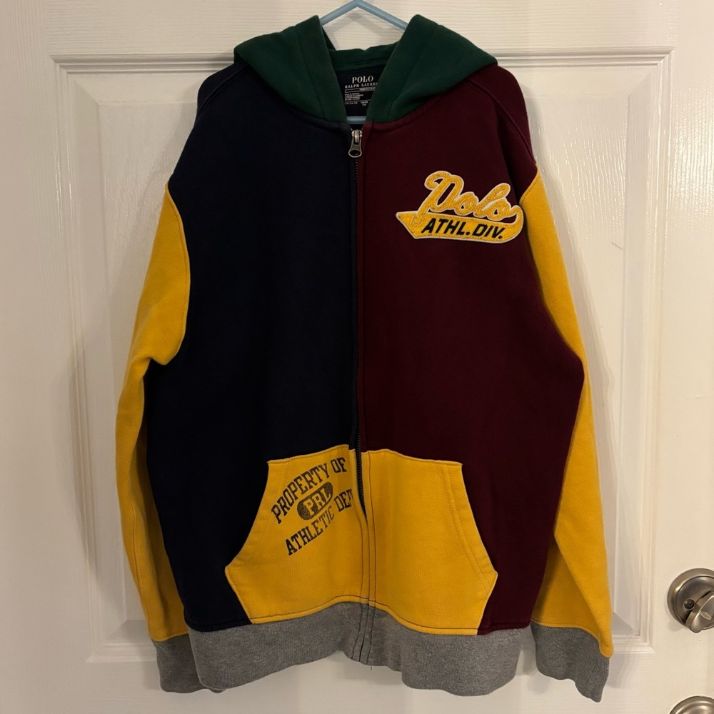 Polo Ralph Lauren Youth Kids Colorblock Zip Hoodie Size Large 14-16